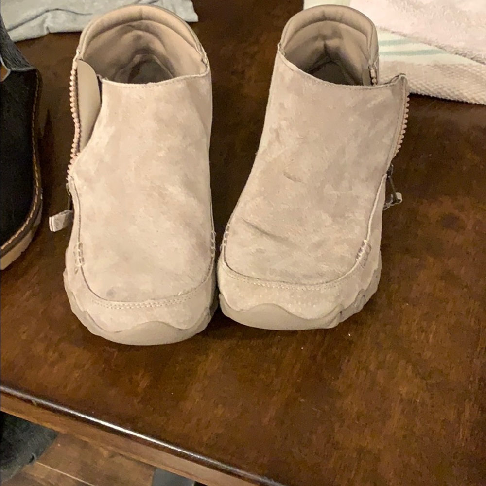 Tan suede bootie-practically new